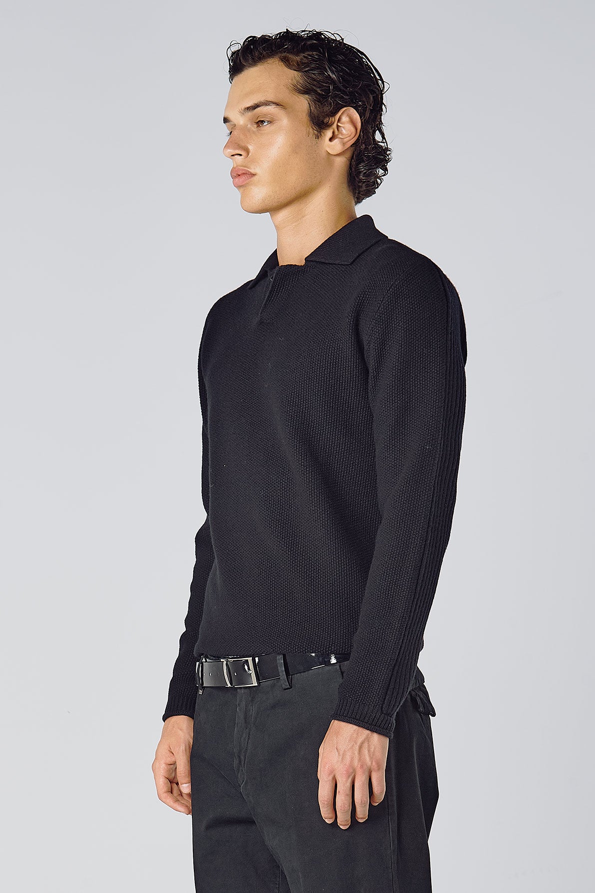 TEXTURE POLO SWEATER