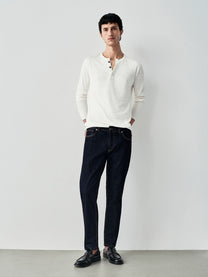 Maglia in lino con maniche ribbed