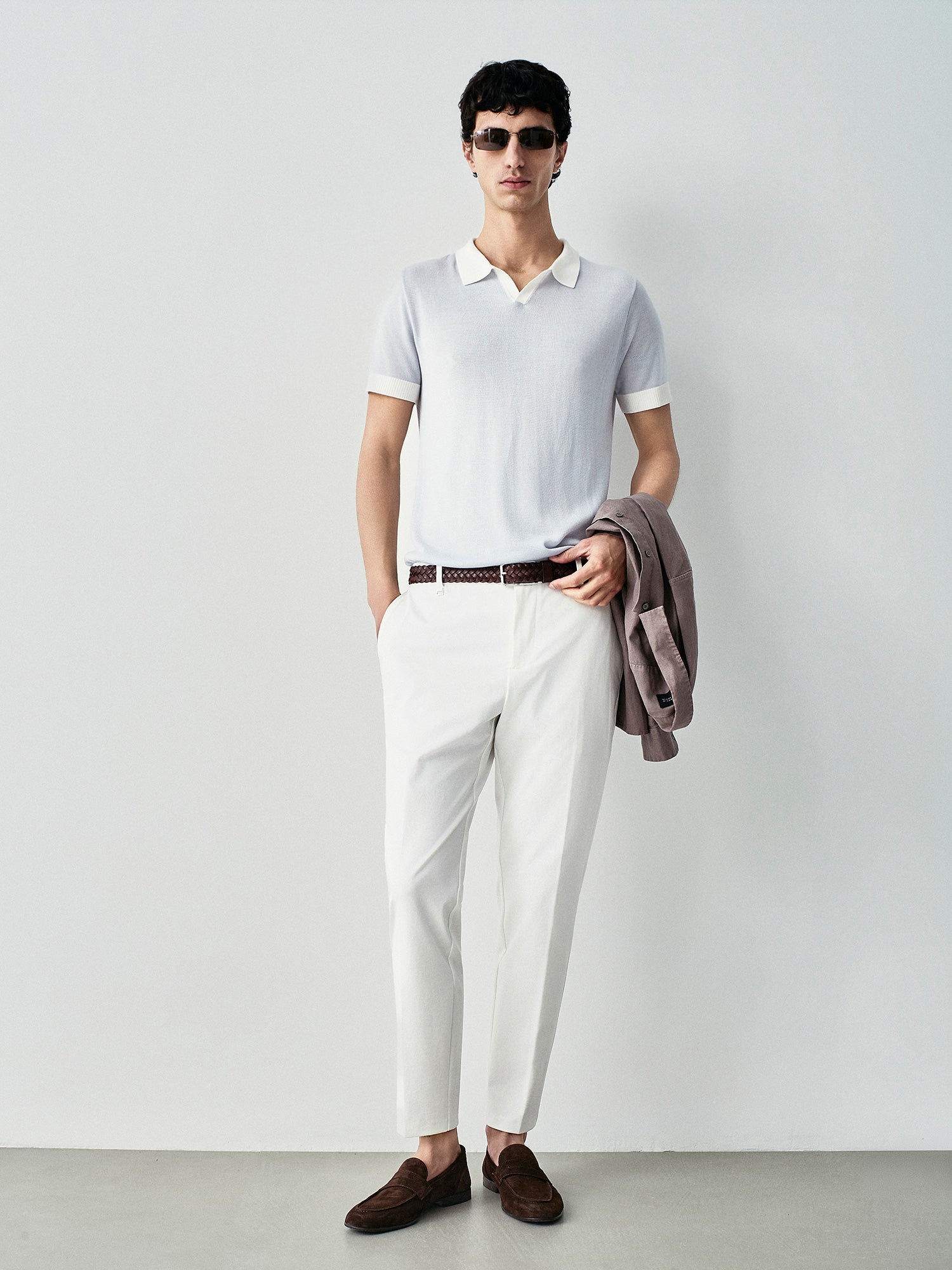 Knit polo with contrasts