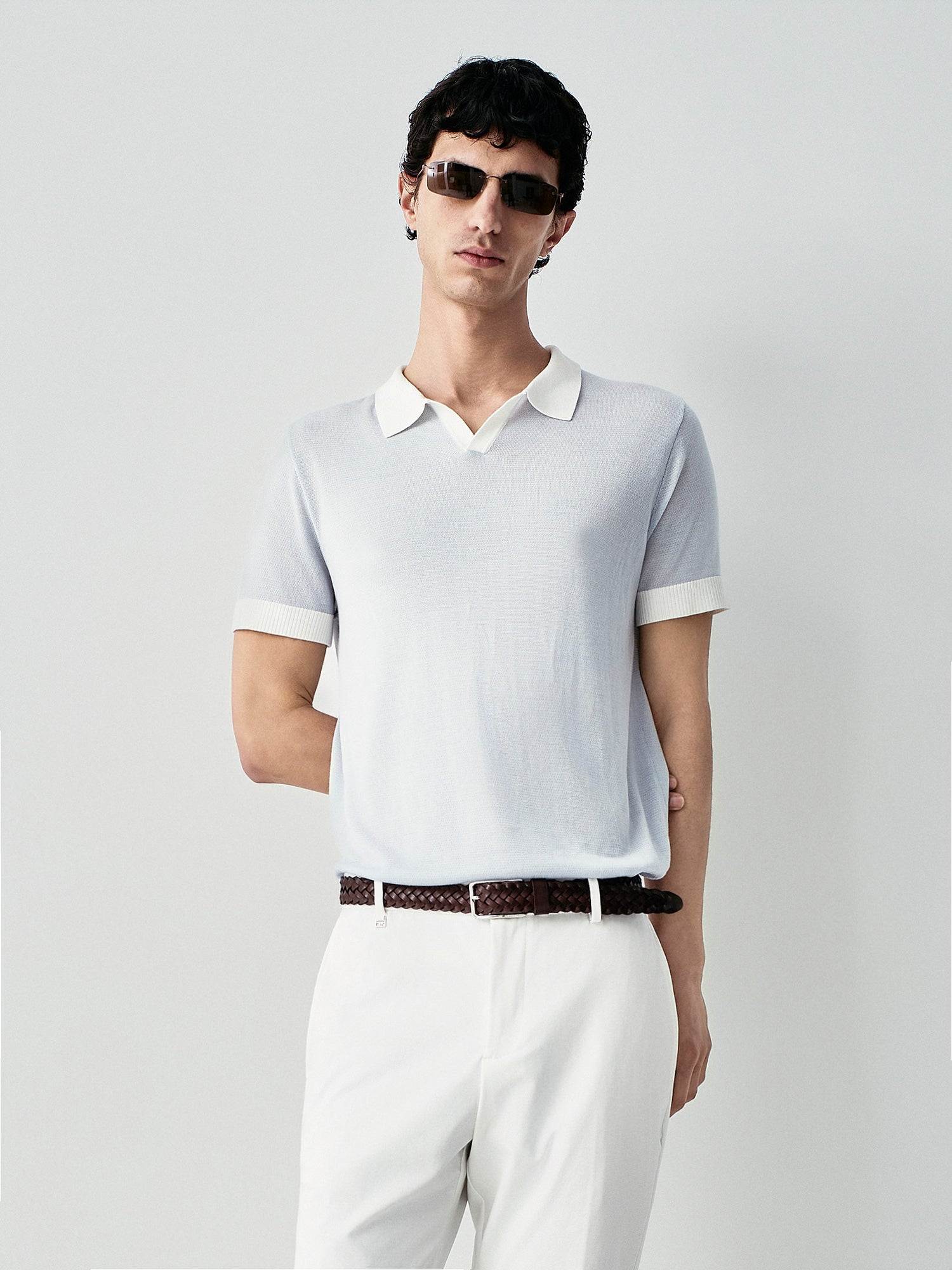 Polo in maglia con contrasti