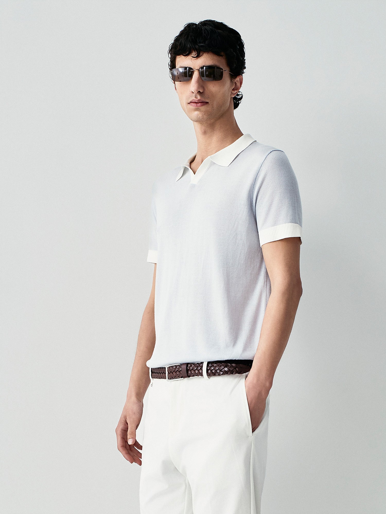 Knit polo with contrasts
