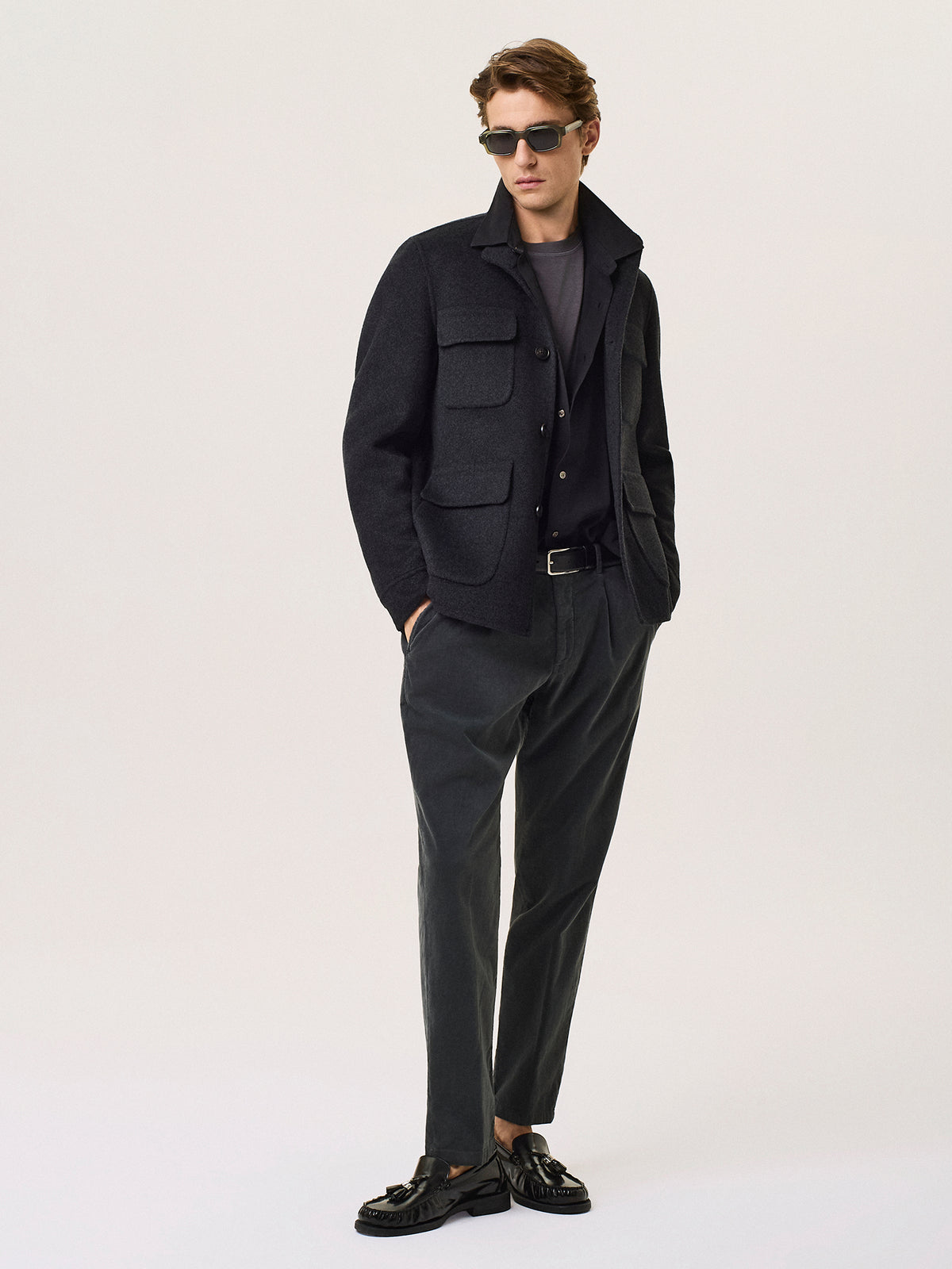 Wool blend utility jacket