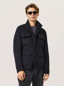Wool blend utility jacket