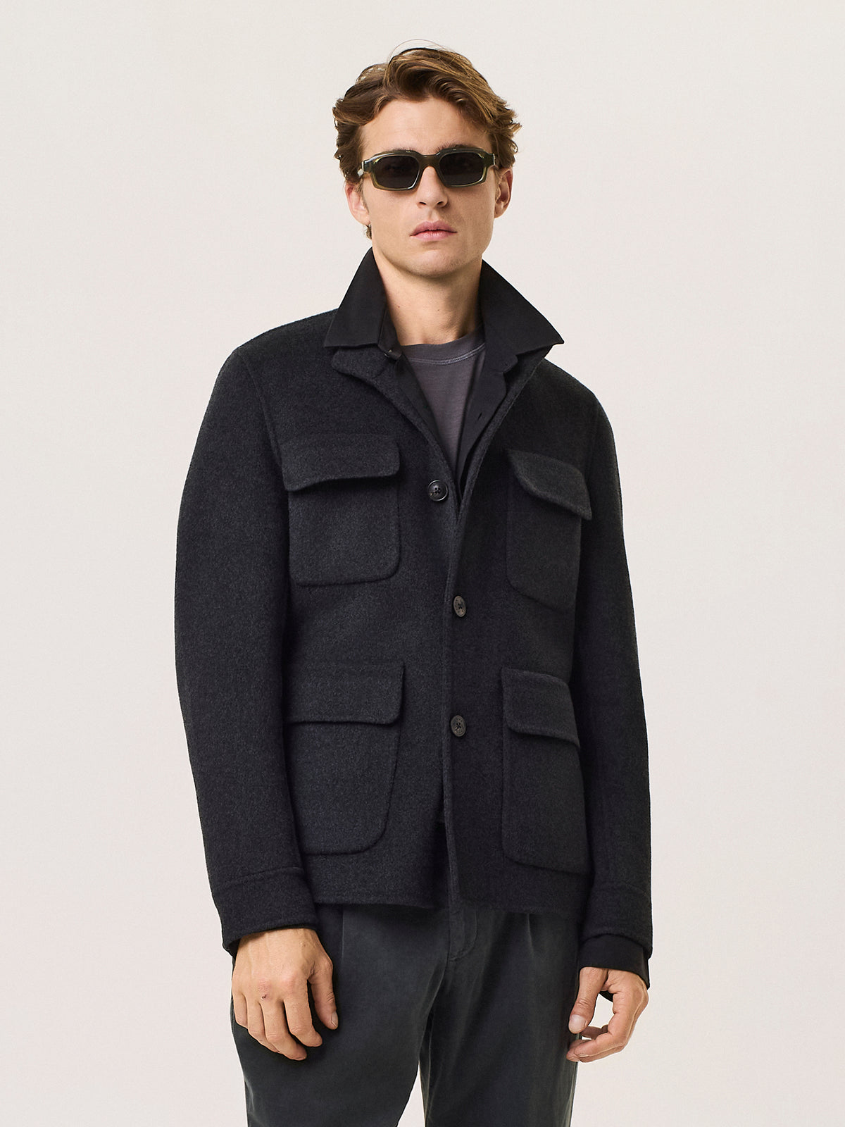 Wool blend utility jacket