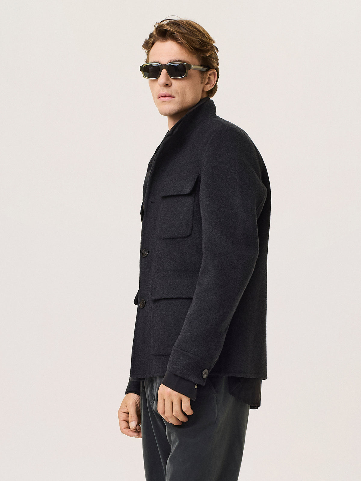 Wool blend utility jacket