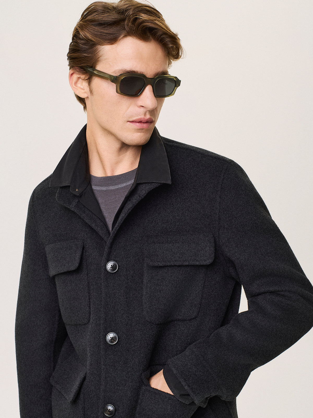 Wool blend utility jacket