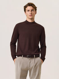 Merino wool and silk mock neck sweater