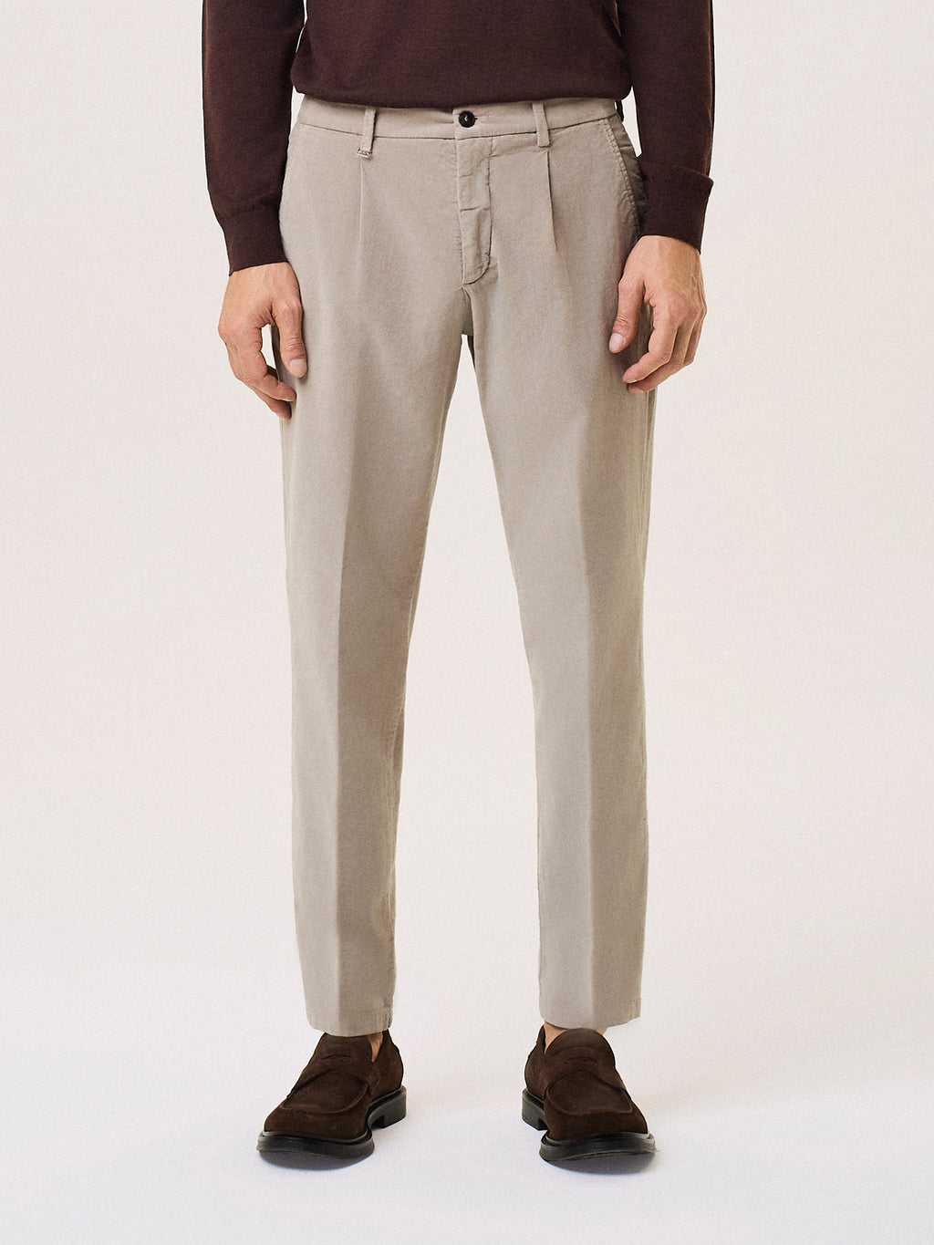 Pantalone da uomo ecrù jogger in velluto di cotone, David Naman