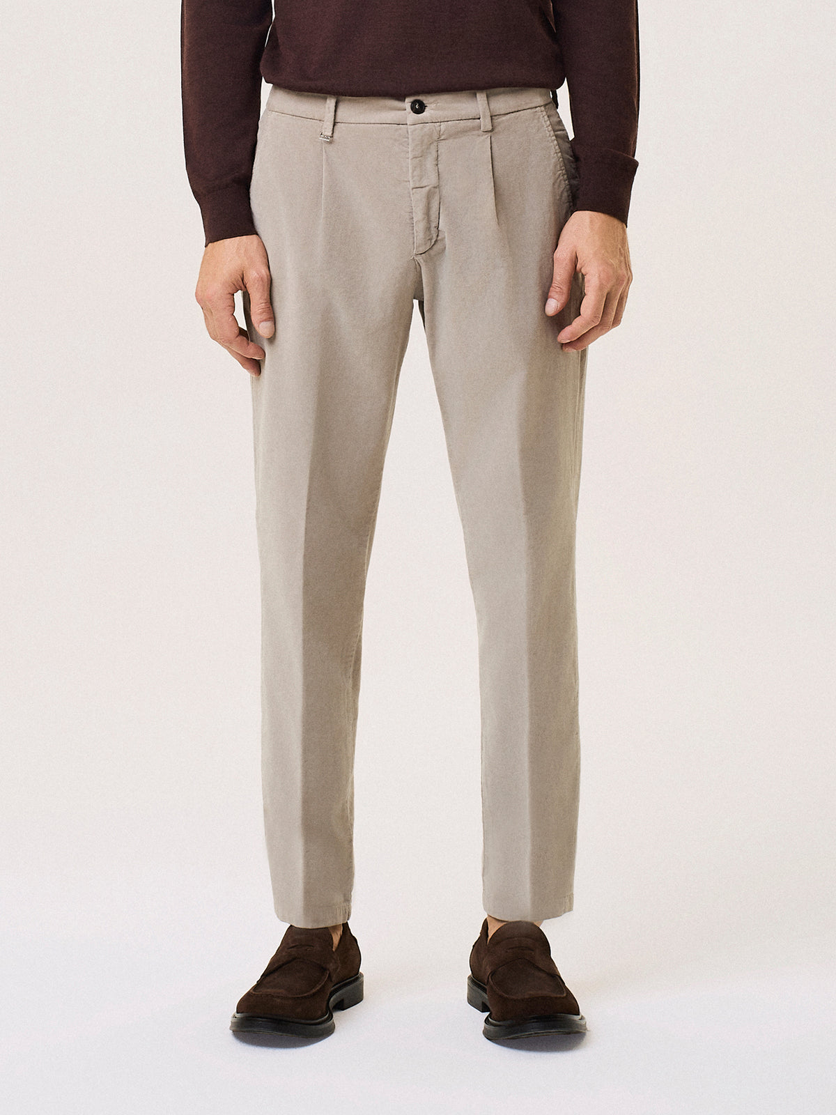 Pantalone da uomo ecrù jogger in velluto di cotone, David Naman