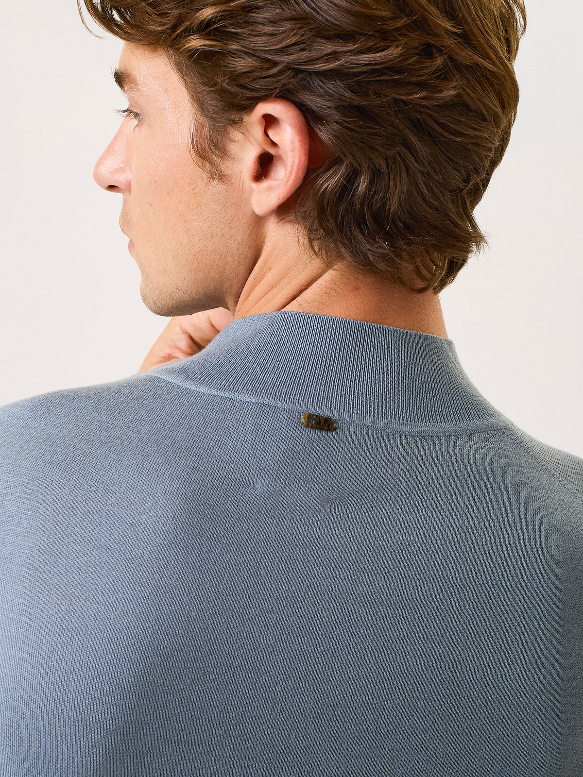 Merino wool and silk mock neck sweater