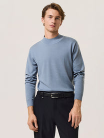 Merino wool and silk mock neck sweater