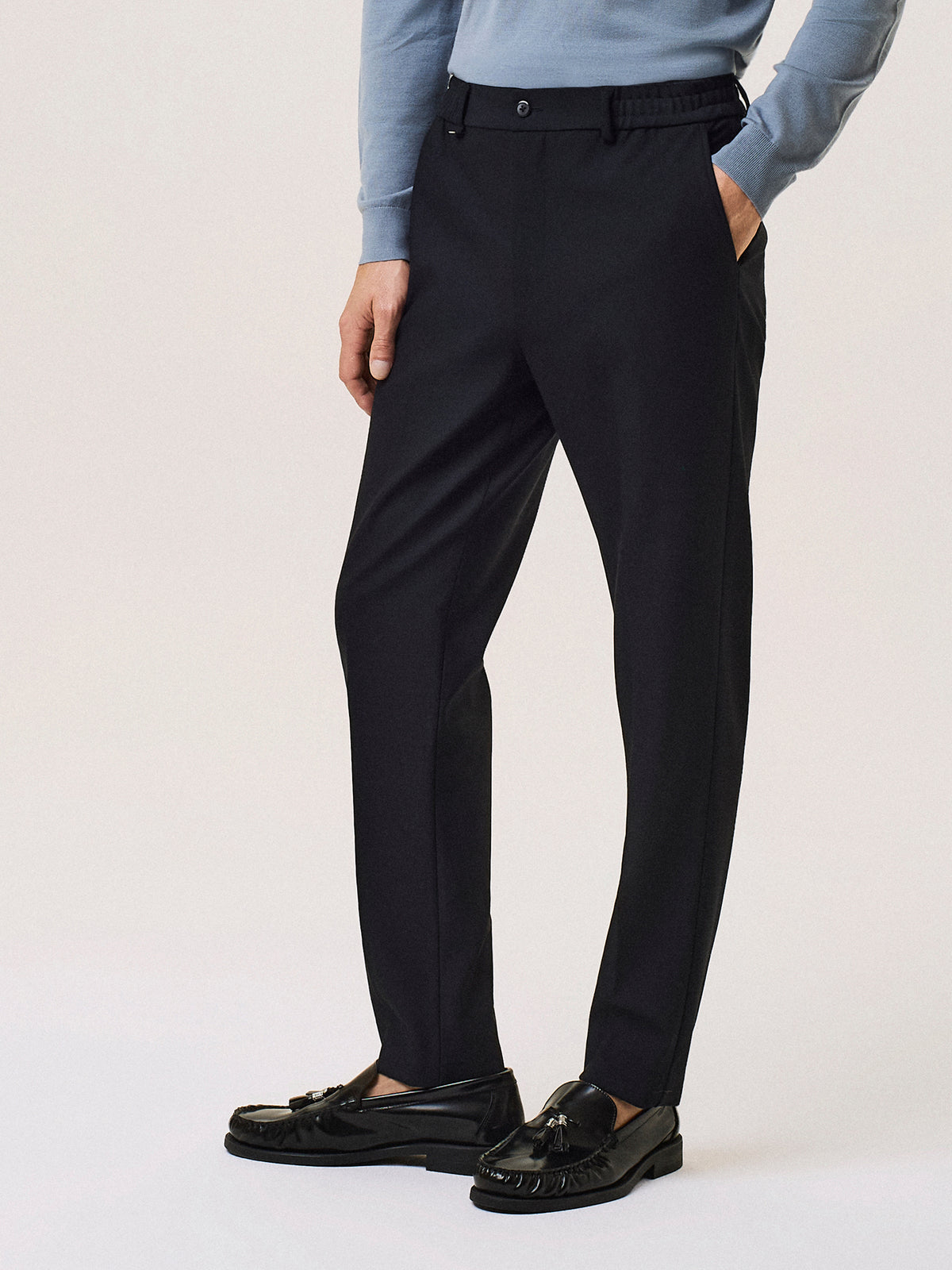 stretch viscose blend jogger trousers