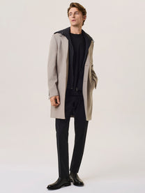 wool blend coat with removable nylon bib