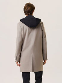 wool blend coat with removable nylon bib