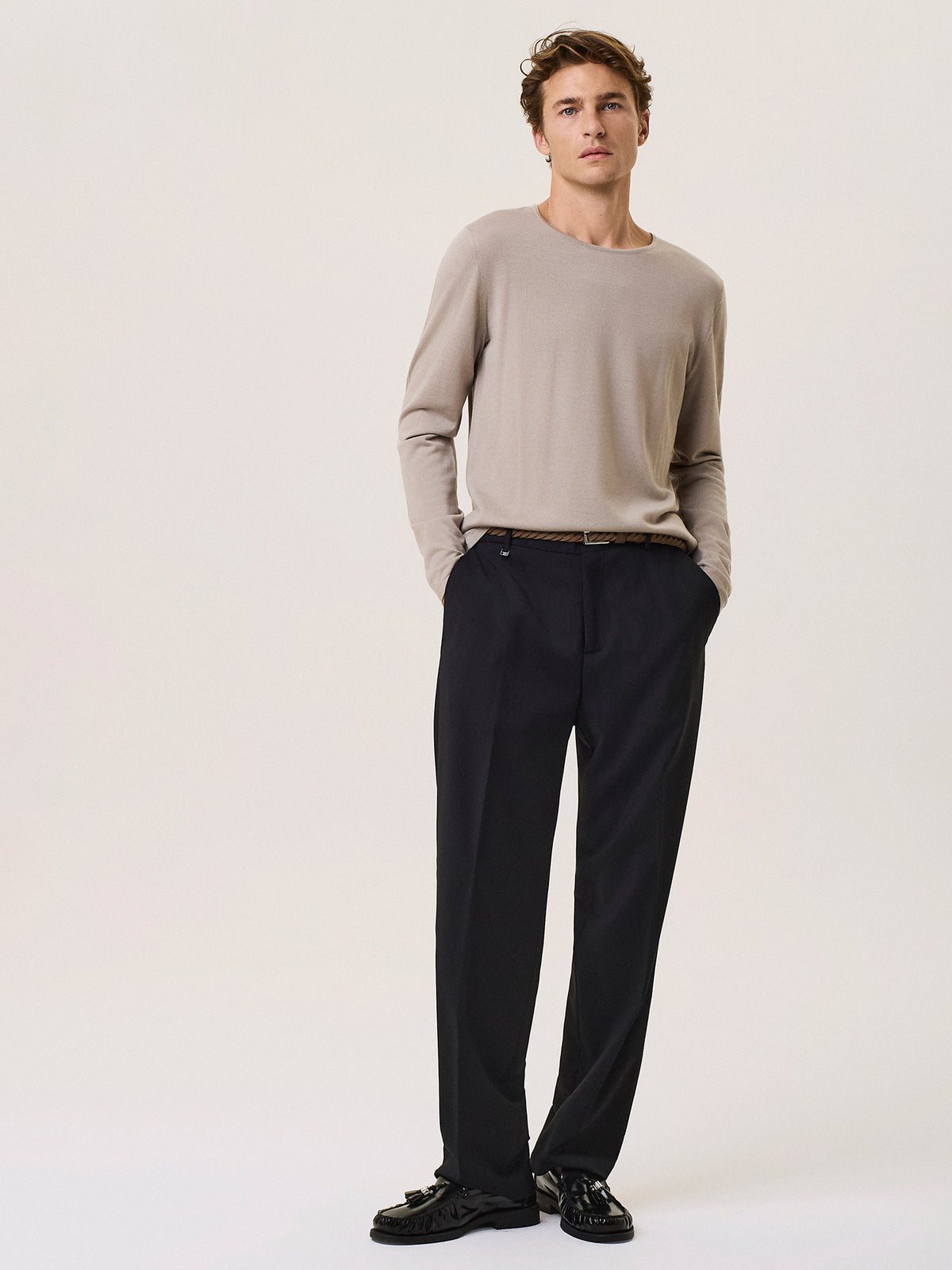 wool and silk crewneck sweater