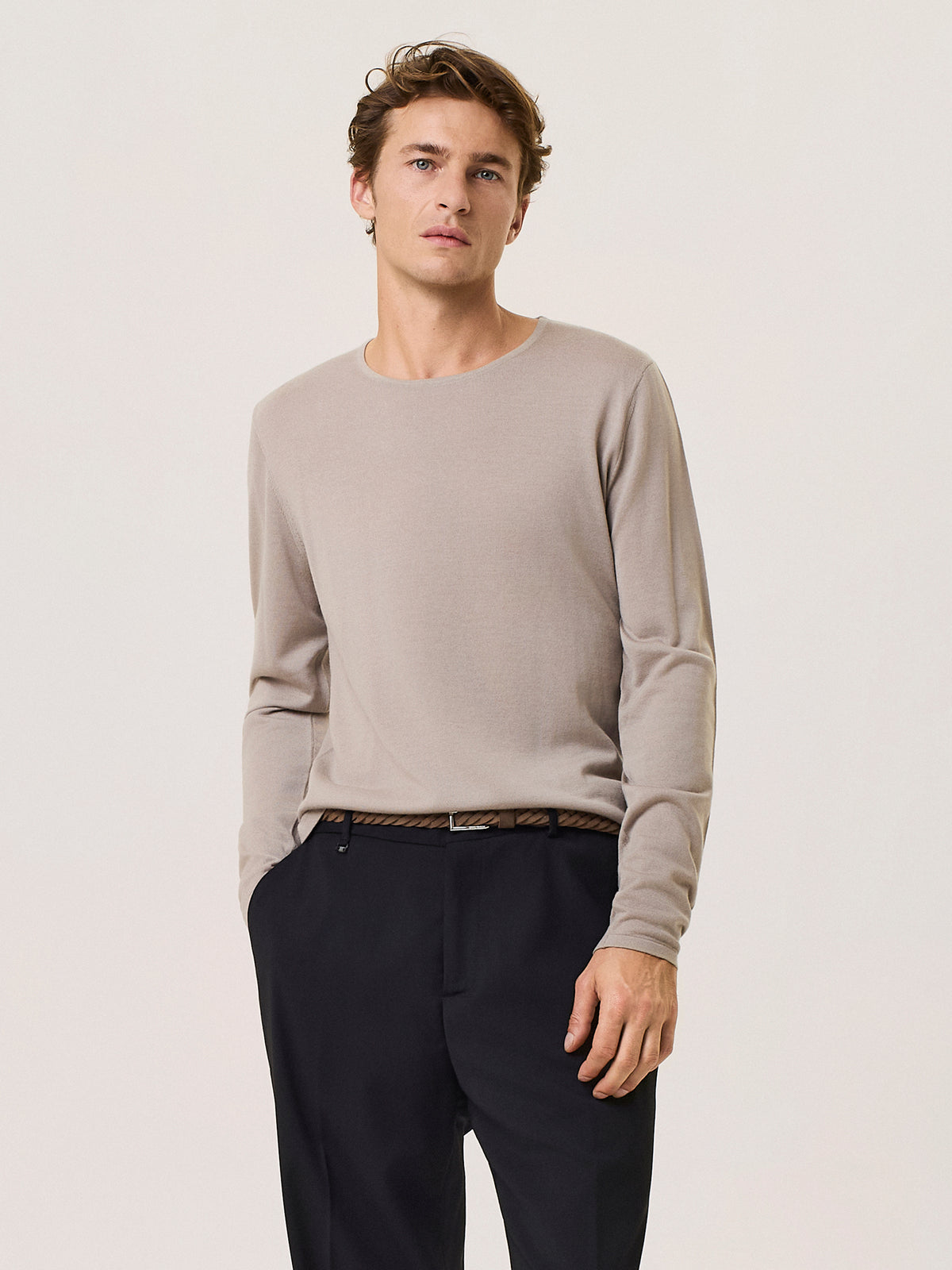 wool and silk crewneck sweater