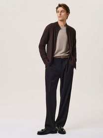 Cardigan full zip in lana e seta