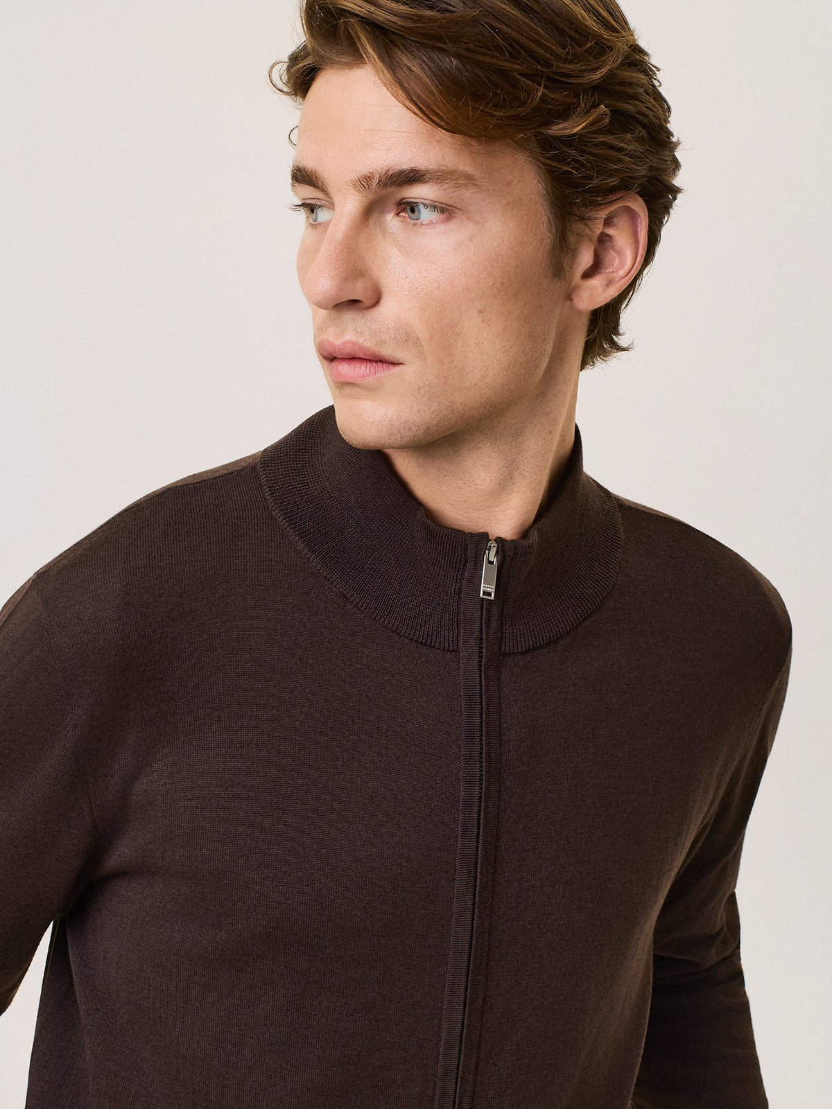 Cardigan full zip in lana e seta