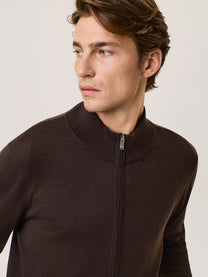 Cardigan full zip in lana e seta