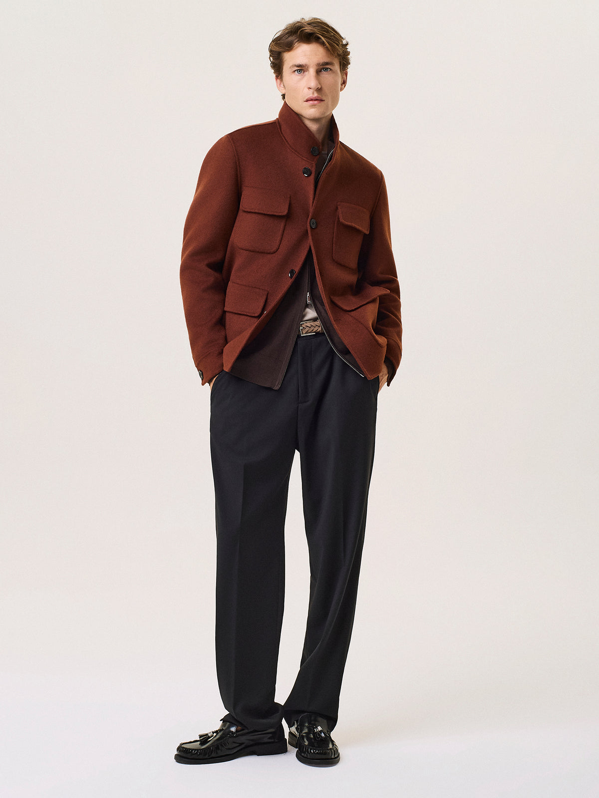 Wool blend utility jacket