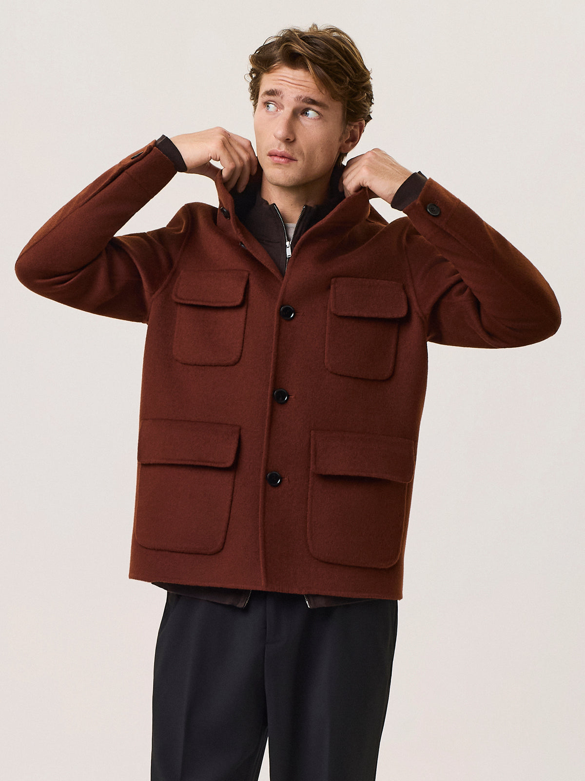 Wool blend utility jacket