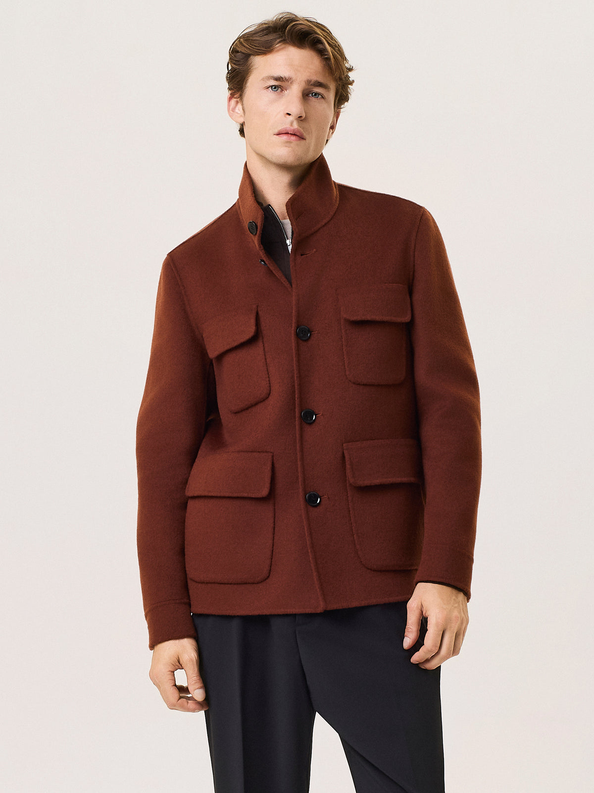 Wool blend utility jacket