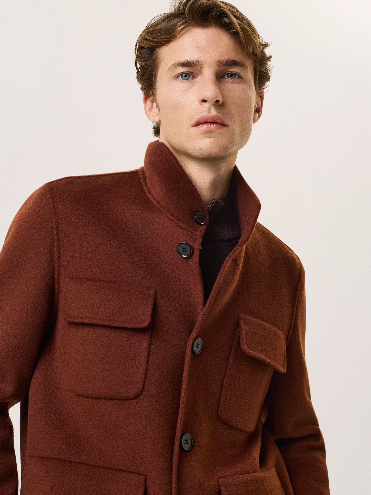 Wool blend utility jacket