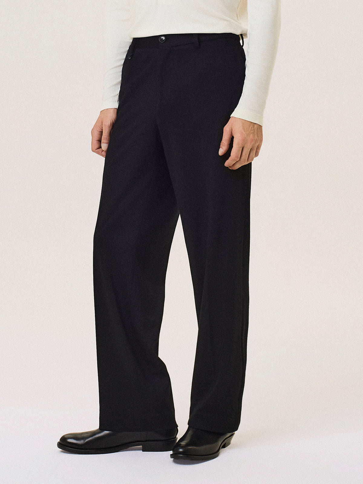 wide-leg wool blend trousers