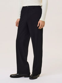 Pantalone da uomo nero, chiusura con zip e bottone, David Naman