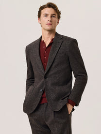 Giacca monopetto chevron in jersey misto lana