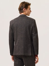 Giacca monopetto chevron in jersey misto lana