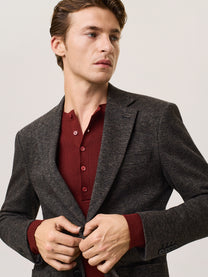 Giacca monopetto chevron in jersey misto lana