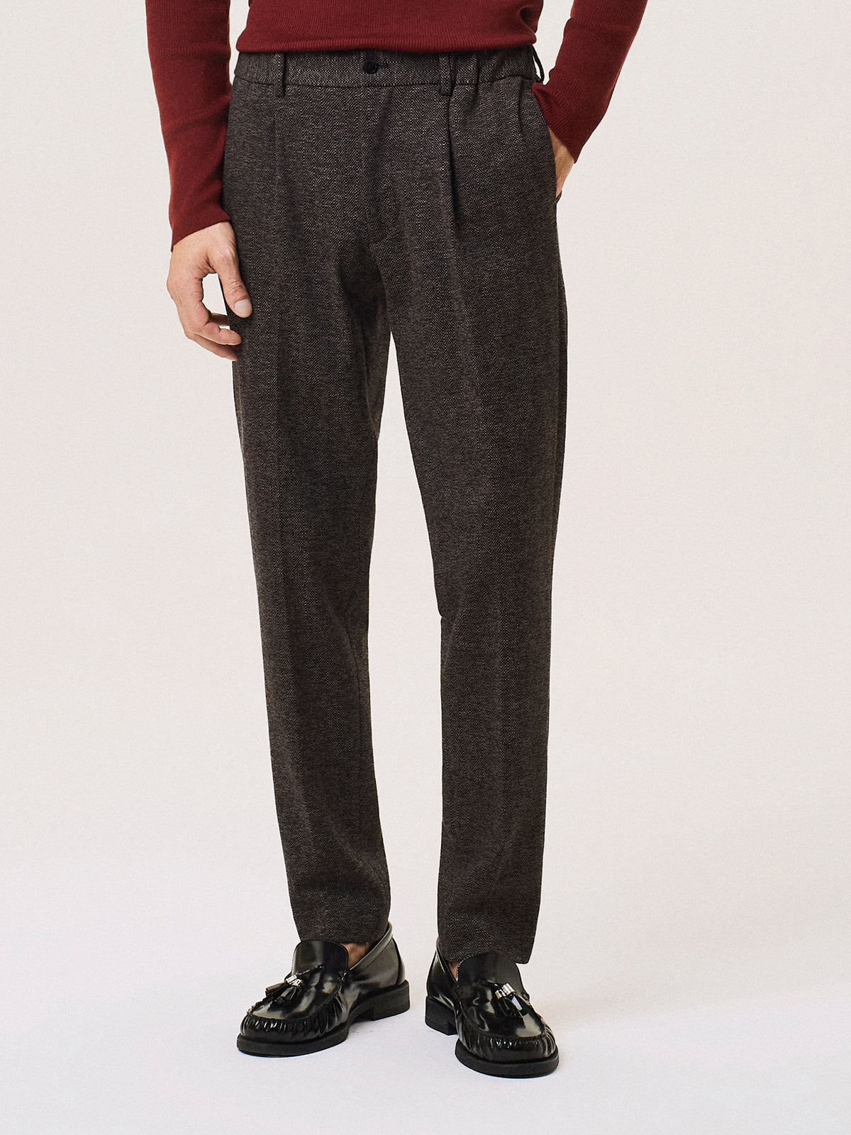 chevron wool blend jersey trousers