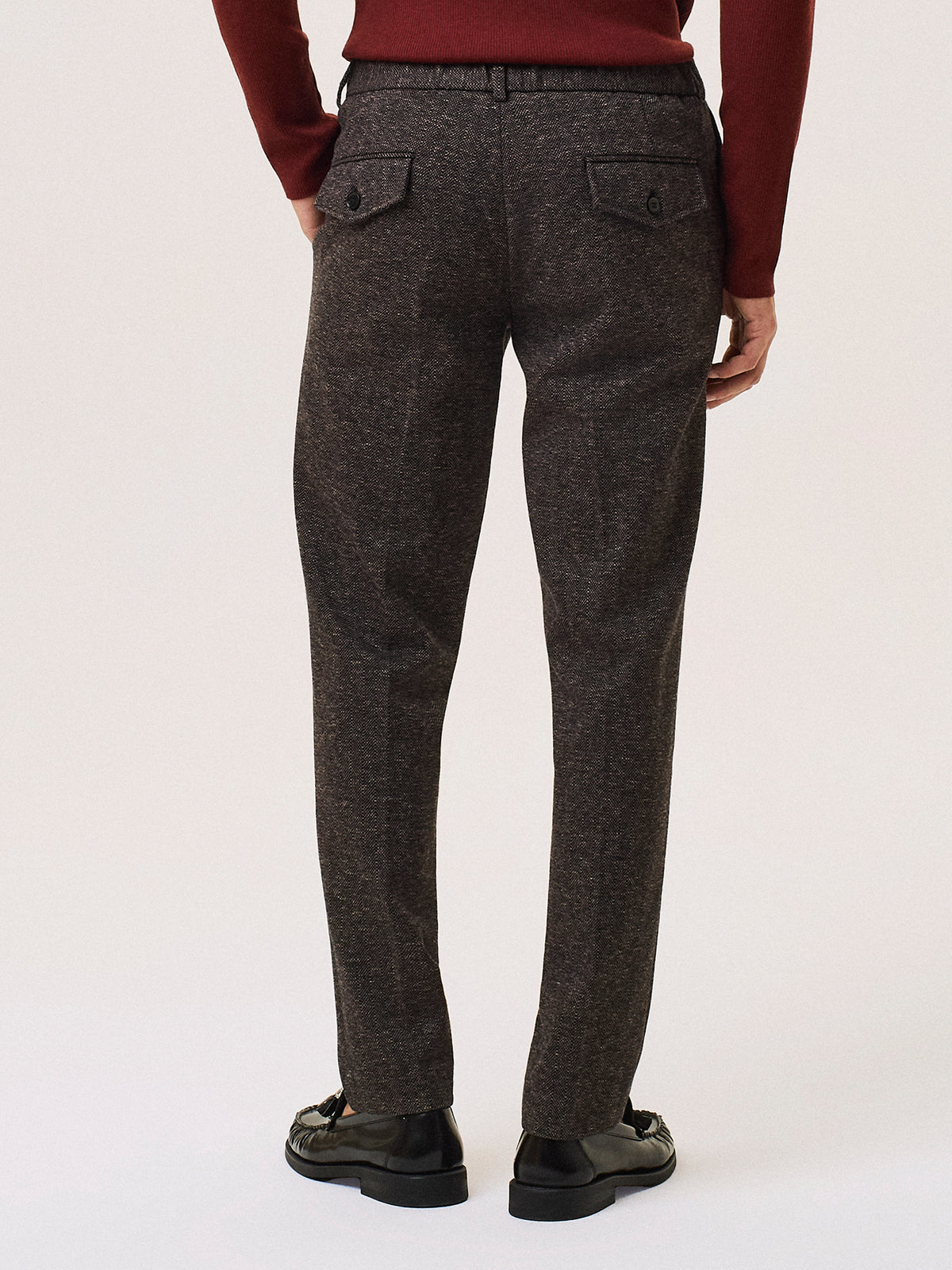 chevron wool blend jersey trousers