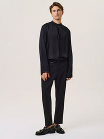 fluid viscose shirt with mandarin collar