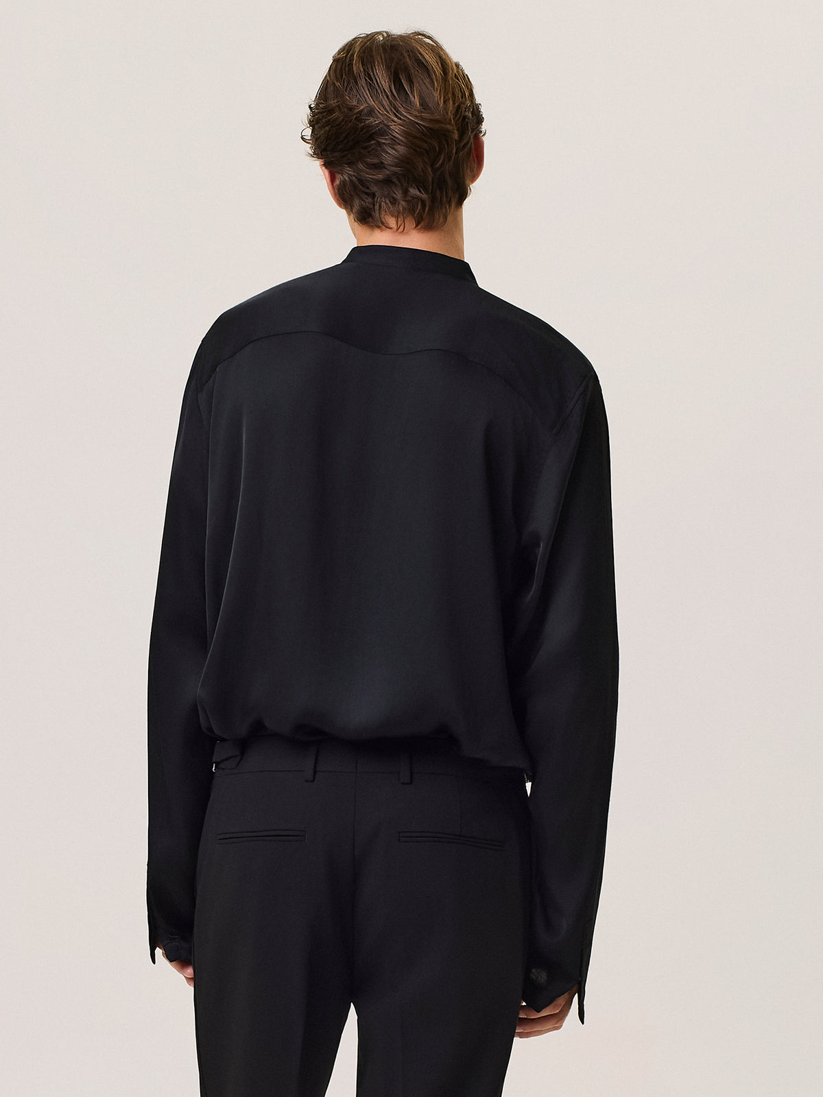 fluid viscose shirt with mandarin collar