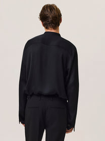 fluid viscose shirt with mandarin collar