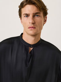 fluid viscose shirt with mandarin collar