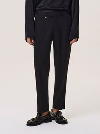 Wool and viscose blend tailored trousers with side adjusters
