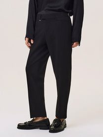 Wool and viscose blend tailored trousers with side adjusters