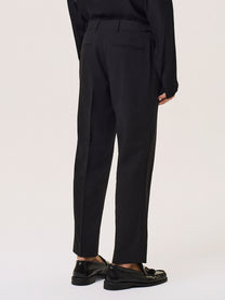 Wool and viscose blend tailored trousers with side adjusters