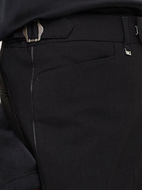 Wool and viscose blend tailored trousers with side adjusters