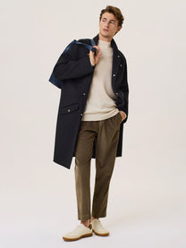 wool-blend raglan coat