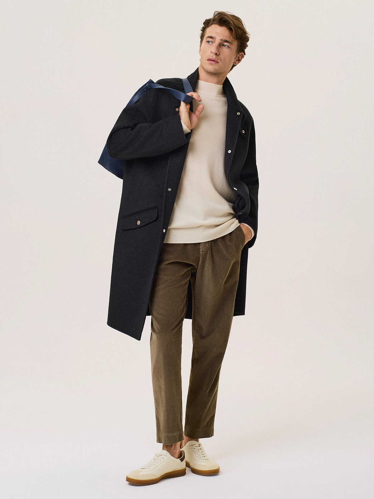 wool-blend raglan coat