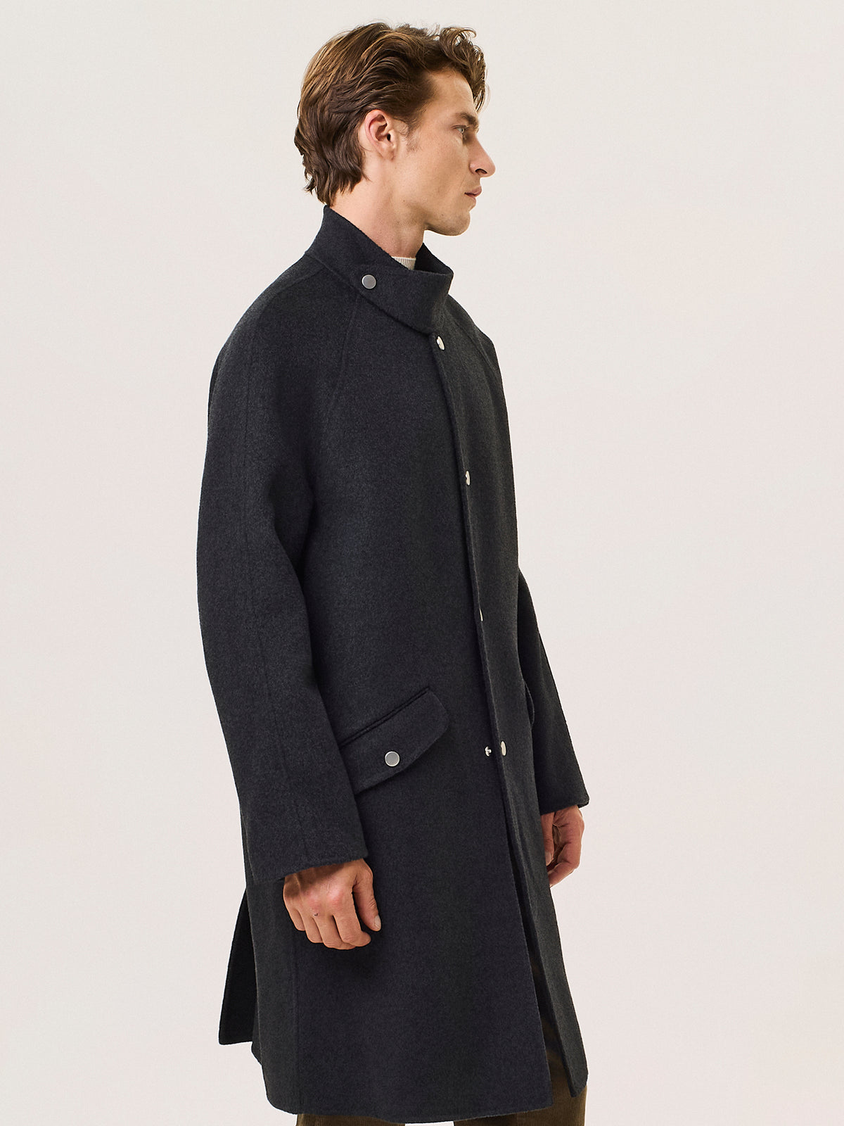 wool-blend raglan coat