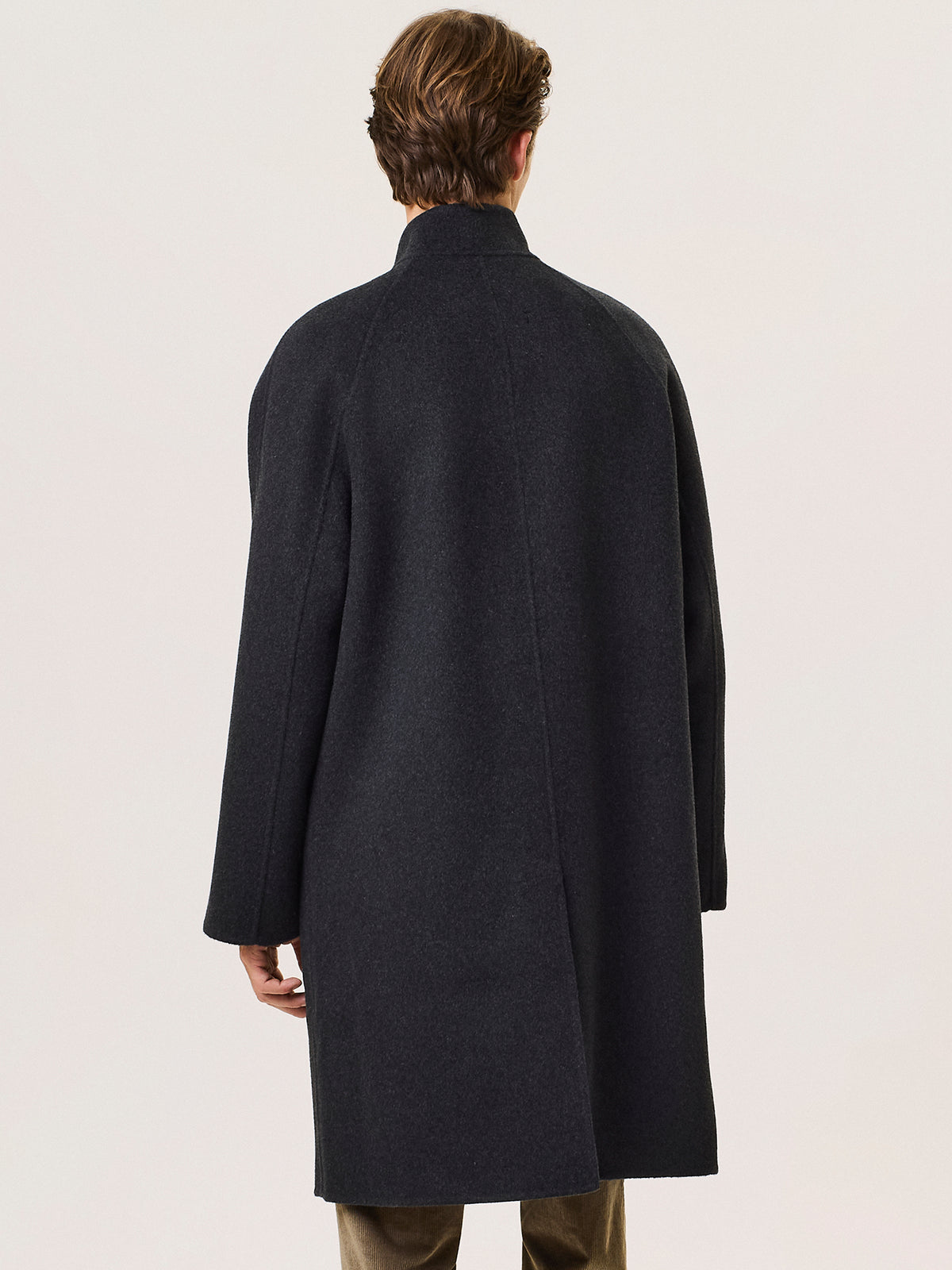 wool-blend raglan coat