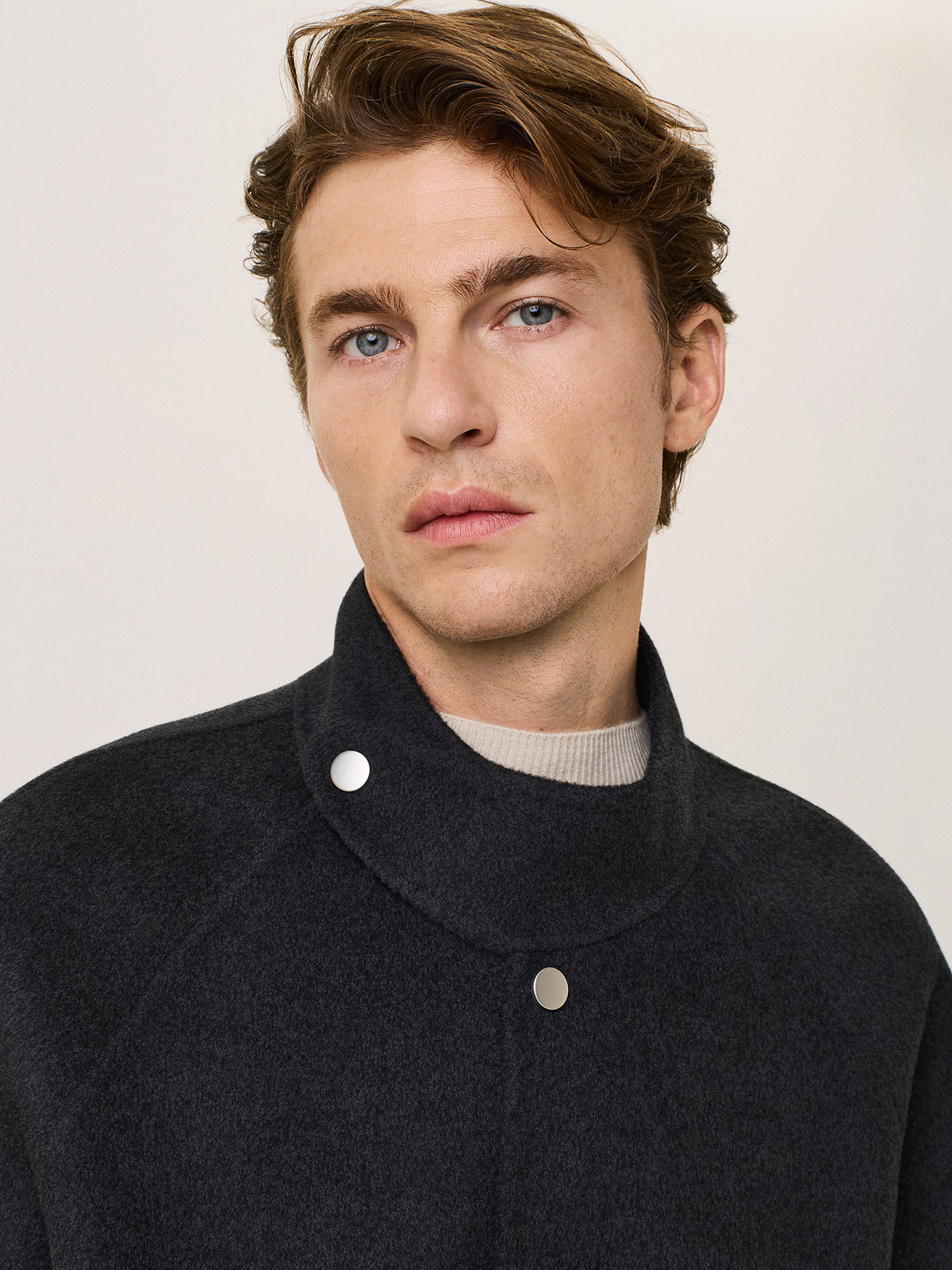 wool-blend raglan coat