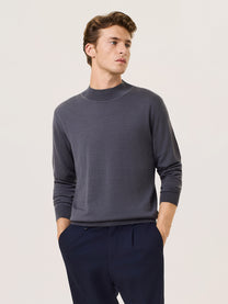 Merino wool and silk mock neck sweater