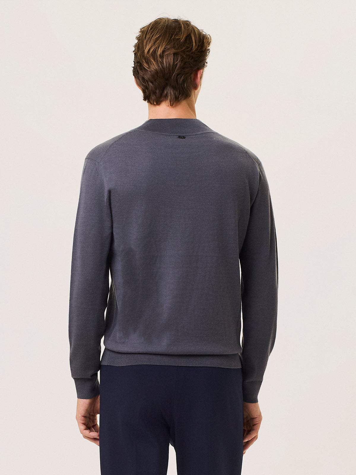 Merino wool and silk mock neck sweater