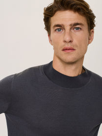 Merino wool and silk mock neck sweater